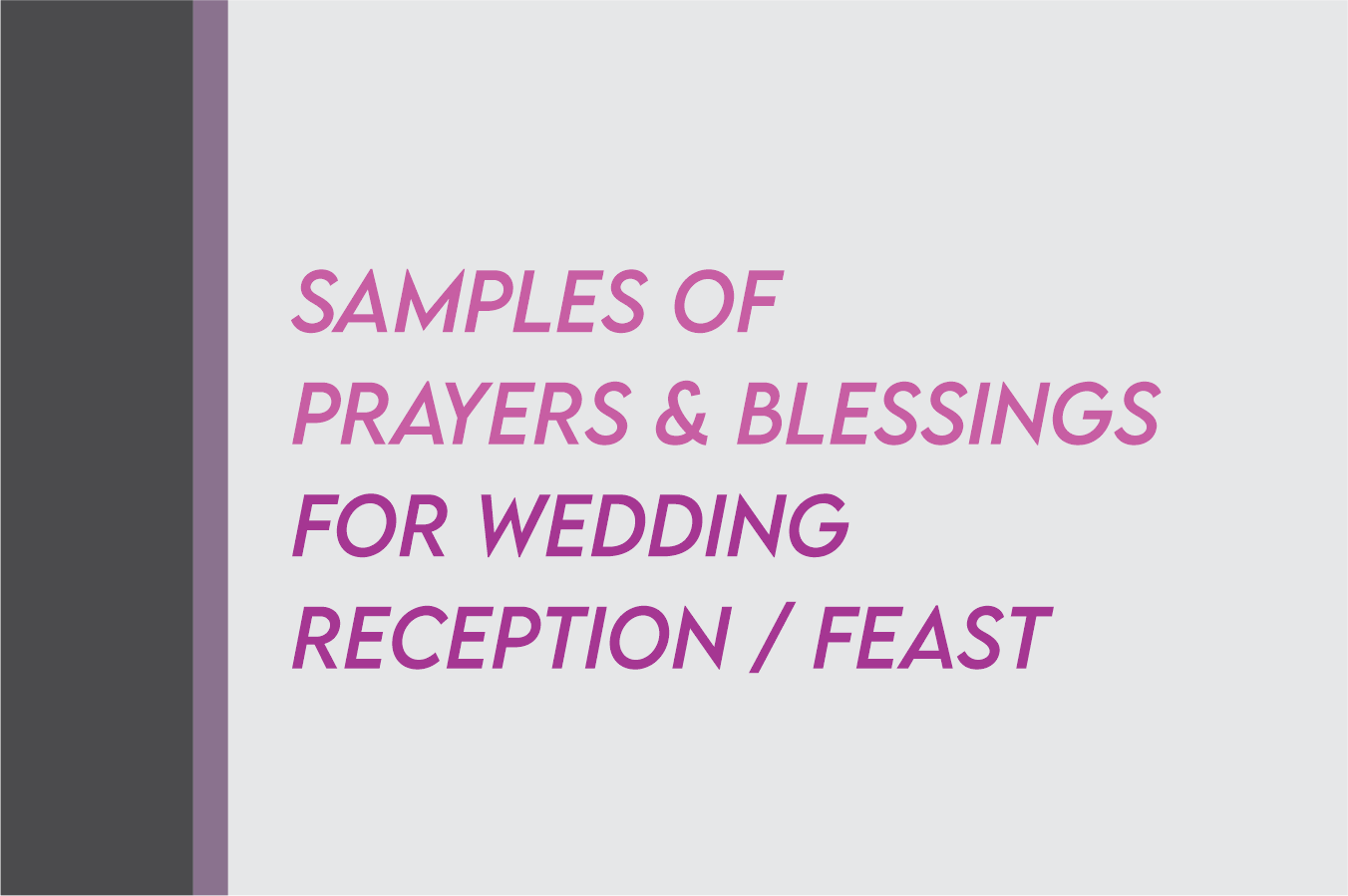 Prayers For Wedding Meal